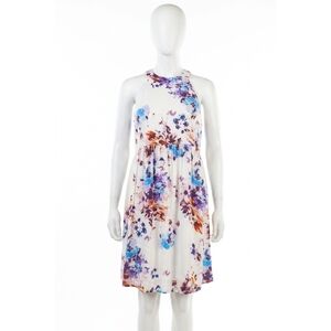 NEW WHITE BIRCH sleeveless floral choker dress in white multi